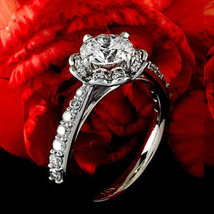 ในห้องปฏิบัติการเติบโต E VS1เดิมแหวนเพชร Moissanite ทอง10K ทึบสีขาวกับดอกไม้รัศมีเครื่องประดับที่สง่างามสำหรับแหวนหมั้น - Product Image 4