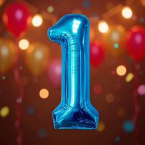 Palloncini Numero Blu N1 45cm, Confezione da 12 Pezzi per Feste - Product Image 3