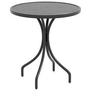 Outsunny Round <b>Garden</b> <b>Table</b> with Steel Slatted Top, Ø66x71.5cm, <b>Black</b> - Product Image 1