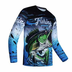 Camisa de Pesca para Hombre con Estampado por Sublimación Personalizado al por Mayor, Spandex/Poliéster, Secado Rápido, Antibacteriana, Transpirable, Talla Grande - Product Image 5