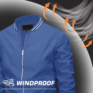 Blouson bomber décontracté en satin pour homme, fermeture éclair en polyester, coupe-vent, respirant, écologique, logo frontal, vestes pour homme - Product Image 6