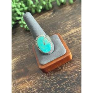 Ray Jack Kingman <b>Statement</b> Boho <b>Ring</b> Turquoise and Sterling <b>Silver</b> with Bezel Setting Size 11.75 Everyday Wear - Product Image 4
