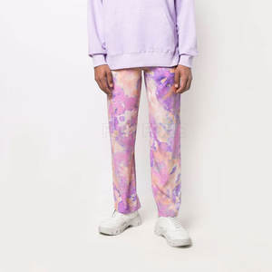 กางเกงวิ่งขาบานสำหรับผู้ชายกางเกงวิ่งขายืดสีทึบมีกระเป๋าข้าง - Product Image 2