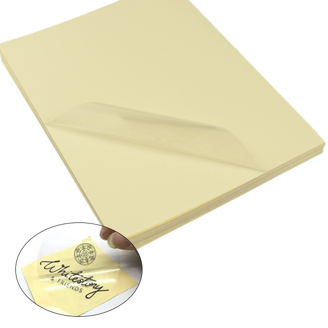 Good Quality Heat-Resistant Single Sided Customize Self Adhesive Transparent Pet Sticker Label Paper with Yellow Glassine
