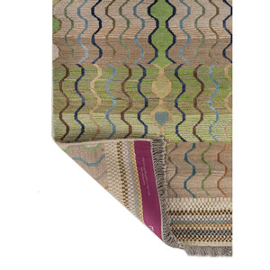 Tapis en laine et soie de bambou noué à la main Manchaha Ivory, motif géométrique, tapis de salon pour la décoration de la maison, pour une utilisation dans le couloir - Les-2653 - Product Image 5