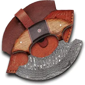 Làm bằng tay Damascus thép Alaskan bánh Pizza Cutter nhỏ Ulu dao quà tặng cho cắt slicing mincing & skinning Rose