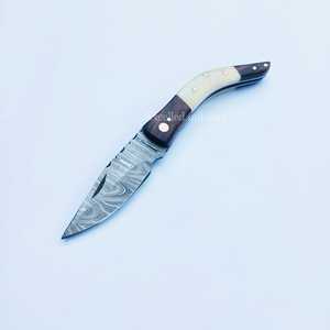 Custom Handmade Multifunctional Outdoor Survival Folding Pocket Knife Best Price Folding Knives With Wood and Bone Handle - Product Image 3