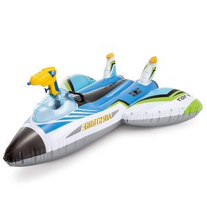 INTEX durevole vinile gonfiabile aereo lettino con pistola ad acqua 117x117cm piscina galleggiante blu/verde/bianco - Product Image 1