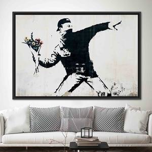 Elegancia Urbana: Impresión Artística en Lienzo con Diseño de Grafiti Floral, 1 Pieza: Enmarcado en Negro - Product Image 1