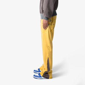 Custom Men's Casual Streetwear 100% Cotton Flare <b>Fleece</b> <b>Pants</b> for Raw Hem Cut Edge Acid Wash for Puff Print Wide Leg Flared - Product Image 6