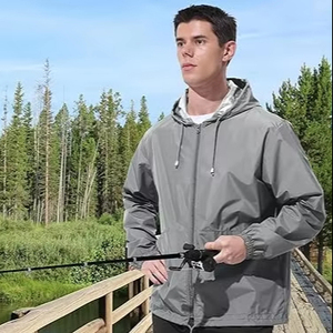 Wholesale Designer Men's Long Stand Front Zipper Winter Hooded Vintage Windbreaker Jacket Lightweight Windproof Waterproof - Product Image 1