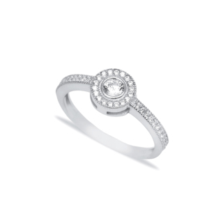Anillo de Boda Clásico de Plata de Ley 925 Turca, Hecho a Mano, Minimalista y Delicado, con Piedra Redonda de Circonita Cúbica Transparente - Product Image 4