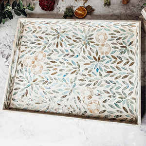 Plateau élégant d'incrustation de nacre plateau de service en os plateau décoratif de luxe haut de gamme design artistique pour servir - Product Image 5