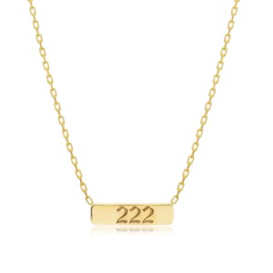 Collar con Colgante Rectangular con Número de Ángel 222, Diseño Simple, Hecho a Mano en Turquía, Joyería de Plata de Ley 925 al por Mayor - Product Image 4