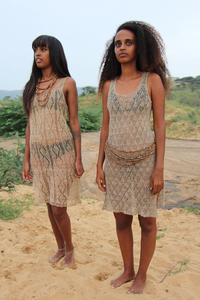 Robe tribale à l'ortie au crochet 100% coton respirant et décontracté Mini longueur style terreux et naturel avec doublure en coton - Product Image 4