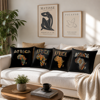 Siyah Kadın Kraliyet Desenli Yastık Kılıfı Yumuşak Polyester Afrika Altın Portreli Minder Kılıfı Kanepe için Dekoratif Kılıf