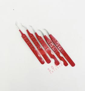 Pince à cils en acier inoxydable de couleur rouge personnalisée poignée en forme de cœur pointe de grande quantité et de volume extensions testées à la main - Product Image 6