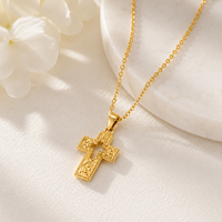 Collier pendentif croix en filigrane ARNAN, acier inoxydable, cadeau de foi chrétienne, bijoux pour femmes et hommes, vente en gros personnalisée