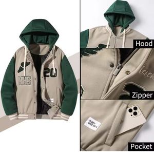 แจ็กเก็ตเบสบอลทีมตัวแทนของผู้ชายเสื้อโค้ทแบบมีซิปมีฮู้ดแบบลำลองผ้าฝ้ายสำหรับสวมใส่ในฤดูใบไม้ร่วงฤดูหนาว - Product Image 4