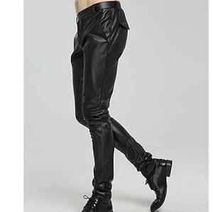 Pantalon en cuir PU pour femmes noires, style rétro, taille haute, coupe régulière, écologique, respirant, mode d'hiver, streetwear, motard - Product Image 2