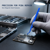 Pince à épiler de précision incurvée professionnelle de 155 mm en acier inoxydable 301 non magnétique pour la réparation de PCBA et de téléphones mobiles