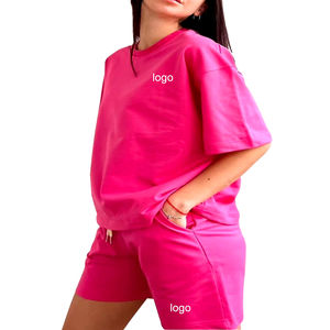 Conjuntos de pantalones cortos informales de alta calidad al por mayor para mujer conjunto de pantalones cortos cómodos con estampado de logotipo personalizado para mujer - Product Image 4