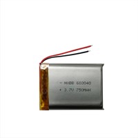 Baterai Lithium Polimer 603040 2 Kabel 603040-2 750mAh 3.7V dengan UN38.3 MSDS Baterai Isi Ulang untuk MP3 MP4 Speaker TWS