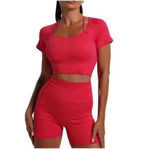 Conjunto de Yoga de talla grande para mujer con logotipo personalizado de alta calidad, ropa de gimnasio, chándal que incluye Sujetador deportivo transpirable, encaje, Fitness, sólido - Product Image 6