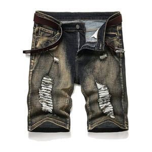 กางเกงขาสั้นผ้ายีนส์กางเกงขาสั้นผ้าฝ้าย100% แบบลำลองเอวกลางทนทานใส่สบายสไตล์ขาดๆเป็นมิตรกับสิ่งแวดล้อม - Product Image 1