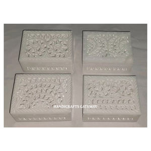 Caja tallada a mano de mármol blanco puro de último diseño, forma rectangular, pulida a mano para decoración del hogar y cajas de propósito de regalos - Product Image 1