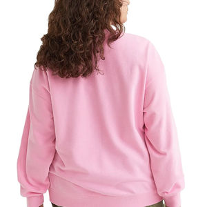 Sudadera sólida con hombros caídos para mujer, Material de algodón 100%, ropa de calle ligera de gran tamaño, estilo sudadera pulóver - Product Image 6