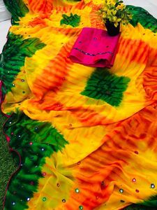 Último diseñador Todo el trabajo hecho a mano Espejo y trabajo de piedra Nuevos saris para íntimos y bodas Sari de Indian Exportere - Product Image 3