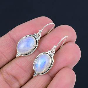 ต่างหู925เงินสเตอร์ลิงเครื่องประดับพลอยมูนสโตนสปินเนอร์ต่างหูแบบห้อยของขวัญสำหรับผู้หญิงต่างหูไฟสีฟ้า - Product Image 3