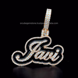 Nouveau design personnalisé pendentif diamant argent 925 breloques émail glacé personnalisé plaqué or rose VVS Moissanite lettre pendentif - Product Image 5