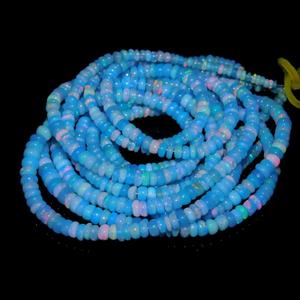 Tanzanite Blue Opal Smooth Rondelle Beads Ethiopian Welo Opal with Flashy Tanzanite Personalized <b>Halloween</b> Jewelry - Product Image 4