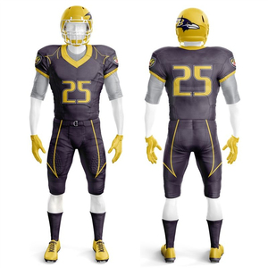 Conjunto de uniforme de fútbol americano juvenil al por mayor jersey de poliéster transpirable estampado multicolor talla grande Corto Americano XL - Product Image 1
