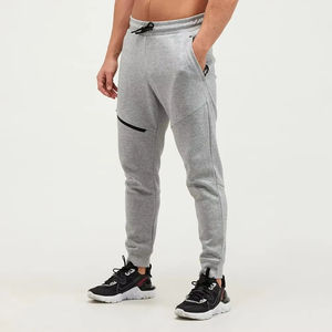 Pantalon de survêtement Slim Fit de qualité supérieure Panneau gris chiné Joggers Chevilles côtelées Poches zippées Casual Drawstring Gym Workout - Product Image 5