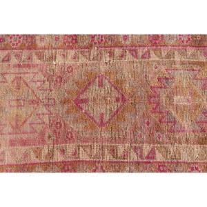 Alfombra turca Vintage de 21,9x12,5 pies, Alfombra de lana rosa de tejido plano Beige, respaldo de látex, patrón de retazos para decoraciones para sala de estar - Product Image 5