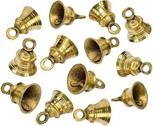 Brass Pooja Bell Handcrafted Digital Printing <b>Temple</b> Bell Chain for Festival <b>Home</b> Decoration Pooja Accessories (Set 12) India - Product Image 1