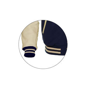 2024 OEM luxe Vintage hommes col montant en cuir blanc Letterman veste haute qualité laine haute rue coupe-vent respirant - Product Image 5