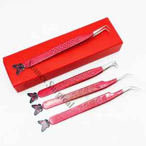 Pinzas de Punta de Fibra de Alta Calidad para Pestañas, Acero Inoxidable con Dijes de Mariposa - Product Image 2