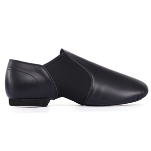 2025 Unisex Jazz <b>Slip</b>-<b>On</b> Dance <b>Shoes</b> Black Tan Genuine Leather with Cotton Lining for Men and <b>Women</b> - Product Image 2