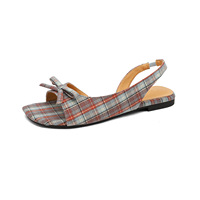 Sandales plates sans talon pour femmes, avec magnifique nœud décoratif, bout carré ouvert, parfaites pour les tenues quotidiennes, stock entrepôt étranger