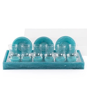 <b>Resin</b> Epoxy Istikana & Coffee Cup Gift Set with Acrylic Dome 12-Piece Luxury Serving Collection with Saucers for Ramadan & Eid - Product Image 4