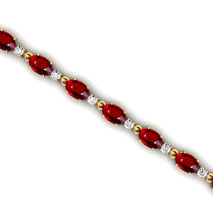 14K Or Massif Personnaliser Prong Réglage Naturel Rubis & Diamant Tennis Chaîne Bracelet pour Femmes De Luxe Saint Valentin Cadeau Bracelet - Product Image 2