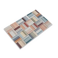 Carrelage mural décoratif en céramique 20 x 30 cm, motif rayures pastel, carrelage en céramique multicolore à rayures