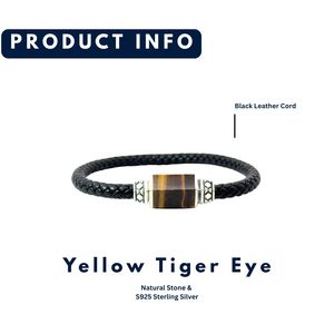 กำไลข้อมือเงินแท้ 925 รูปหกเหลี่ยมประดับด้วยหินไทเกอร์อายธรรมชาติสำหรับทุกเพศ |   ผู้ผลิตเครื่องประดับสั่งทำพิเศษแบบ OEM |   ขั้นต่ำ 1 ชิ้น - Product Image 2