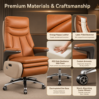 Chaise de bureau de direction ergonomique de luxe moderne en cuir grand format avec dossier haut et base inclinable électrique en alliage d'aluminium