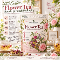 Pochette Doypack Personnalisable avec Fermeture Éclair, Anti-Humidité, en Plastique Alimentaire pour Thé aux Fleurs