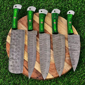 Service OEM ODM de qualité supérieure personnalisé en gros, PRESTIGE BLADES, ensemble de couteaux faits à la main en acier damas à 67 couches, 5 pièces - Product Image 5